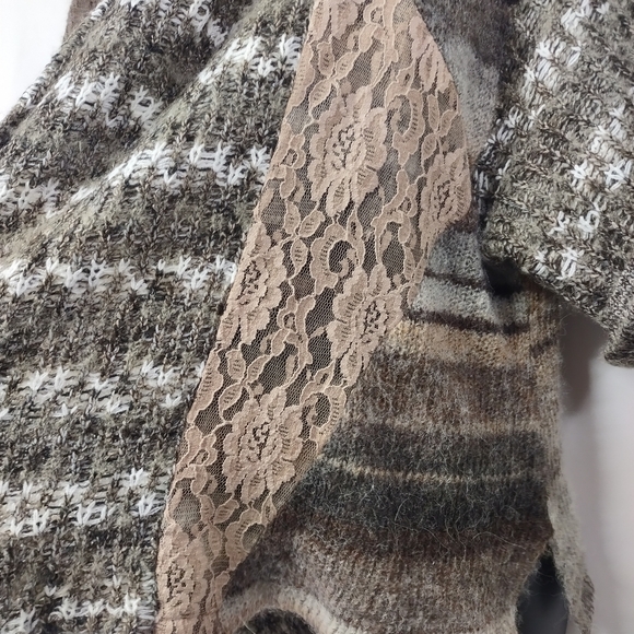 BKE BUCKLE Womens Taupe Brown BOHO Sweater Cardigan Short Sleeve Open Front Sz M - Picture 5 of 8